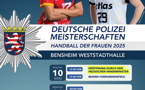 POL-DA: Bensheim: 13. Deutsche Polizeimeisterschaften im Handball der Frauen - Foto: presseportal.de