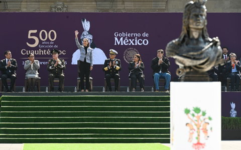Mexikos Präsidentin: «Cuauhtémoc und das Azteken-Volk verteidigten ihre große Nation mit Ehre und Kraft» - Foto: -/Presidencia De México/dpa