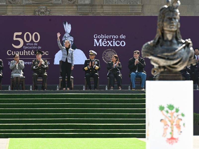 Mexikos Präsidentin: «Cuauhtémoc und das Azteken-Volk verteidigten ihre große Nation mit Ehre und Kraft» - Foto: -/Presidencia De México/dpa
