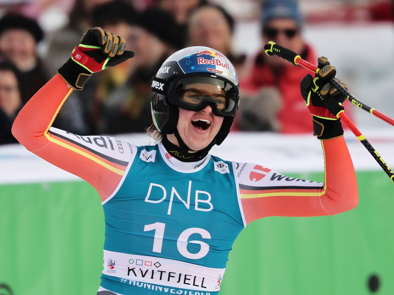 Am Freitag Zweite, am Samstag Erste: Emma Aicher brilliert beim Weltcup in Kvitfjell. - Foto: Marco Trovati/AP/dpa