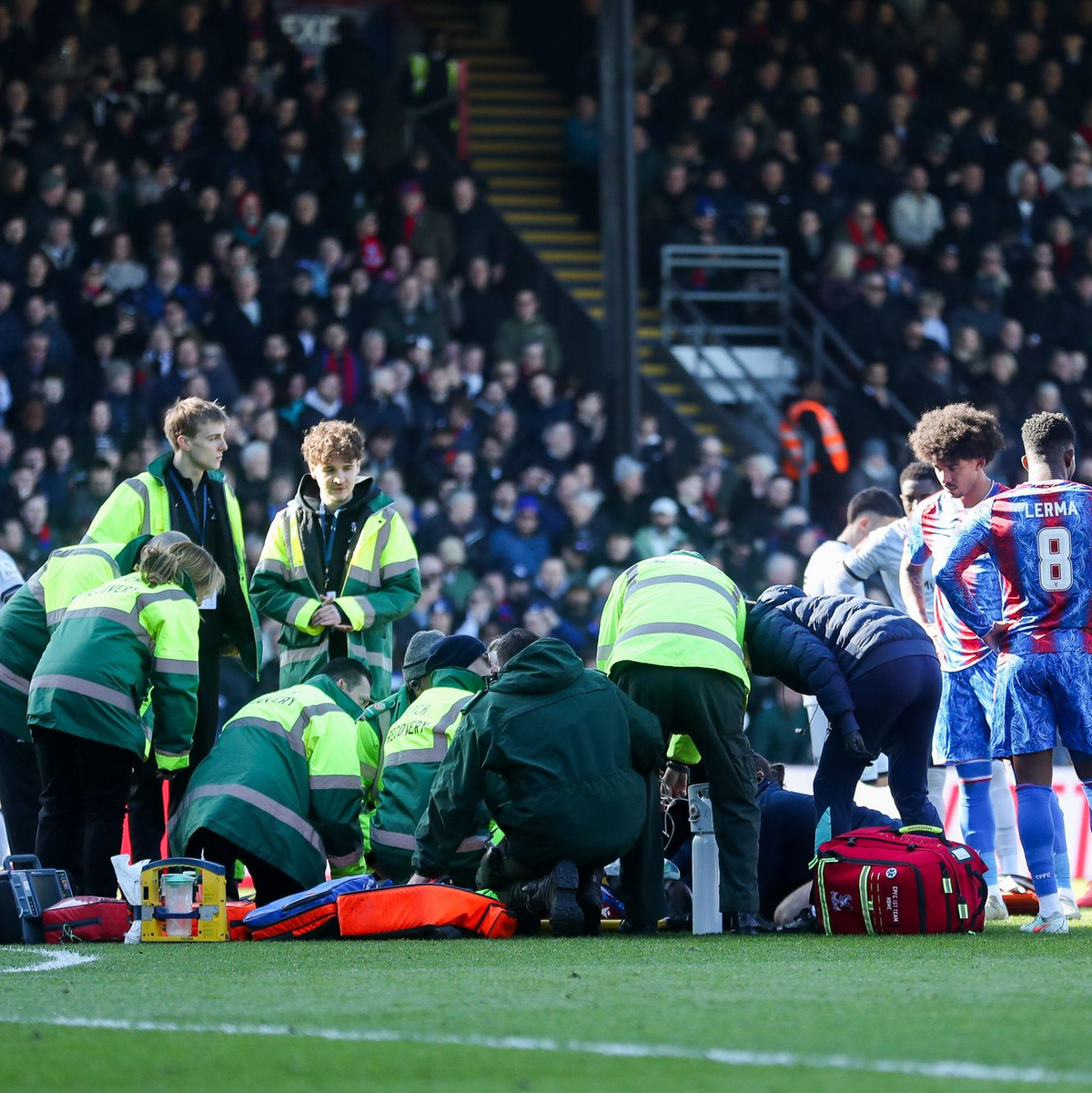 Jean-Philippe Mateta von Crystal Palace muss medizinisch behandelt werden. - Foto: Izzy Poles/News Images via ZUMA Press Wire/dpa