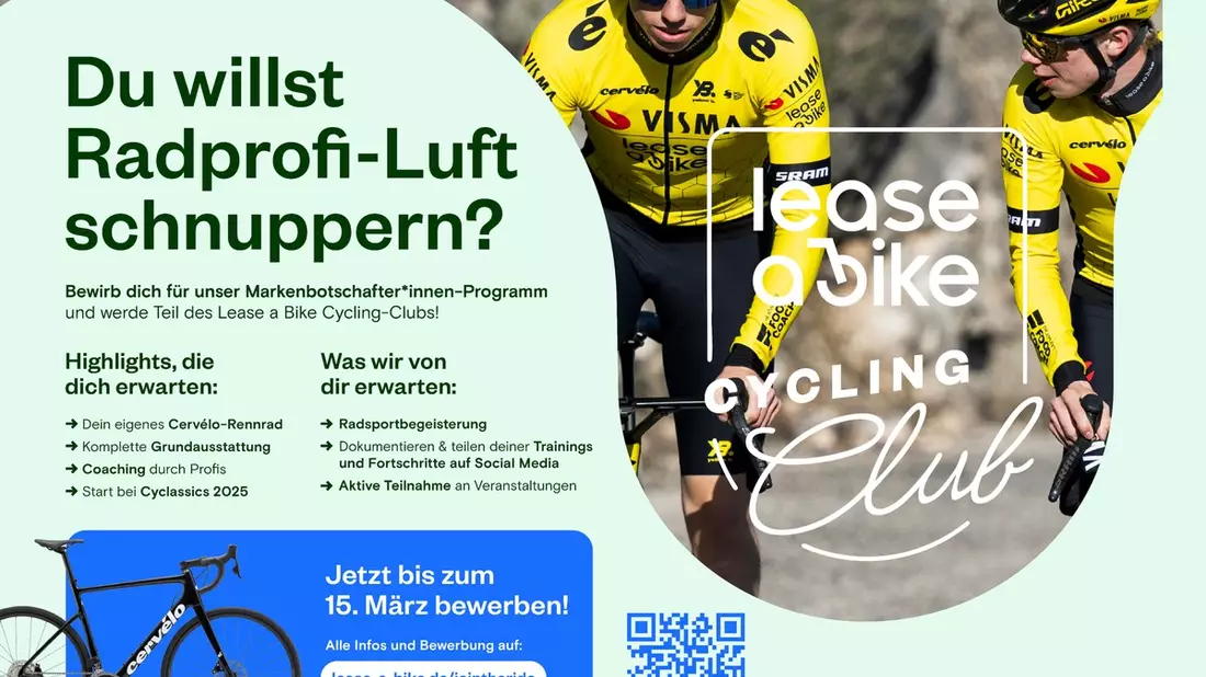 Radprofi-Luft schnuppern: Lease a Bike startet gemeinsam mit Team Visma I Lease a Bike das Programm Lease a Bike Cycling Club und macht Radsportbegeisterte zu Markenbotschafter*innen - Bild: presseportal.de
