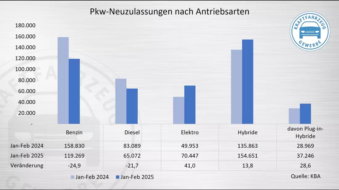 Trotz Anstieg im Februar bekräftigt Kfz-Gewerbe E-Auto-Förderbedarf - Bild: presseportal.de