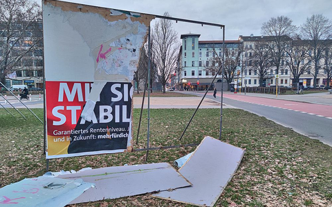 Zerstörtes SPD-Wahlplakat (Archiv) - Foto: über dts Nachrichtenagentur