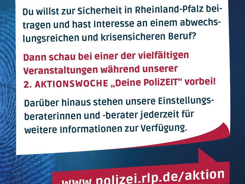POL-PPKO: 2. landesweite Aktionswoche Deine PoliZEIT - Entdecke den Polizeiberuf hautnah! - Foto: presseportal.de