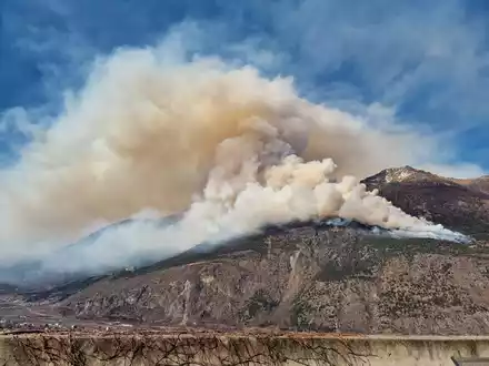 Der Brand war am Donnerstag oberhalb von Latsch im Vinschgau ausgebrochen. - Foto: LPA/Landesfeuerwehrverband/APA/dpa