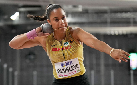 Yemisi Ogunleye schaffte die Qualifikation für das Finale der Hallen-EM. - Foto: Bernat Armangue/AP/dpa Yemisi Ogunleye schaffte die Qualifikation für das Finale der Hallen-EM. - Foto: Bernat Armangue/AP/dpa