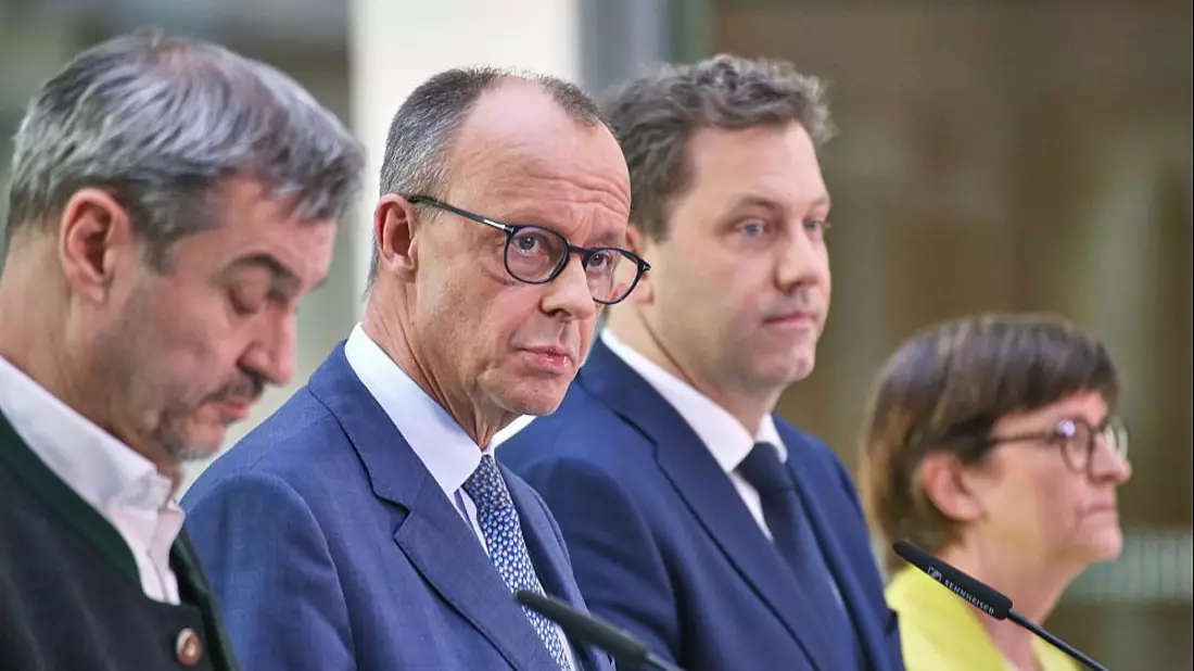 Markus Söder, Friedrich Merz, Lars Klingbeil, Saskia Esken am 08.03.2025 - Bild: über dts Nachrichtenagentur