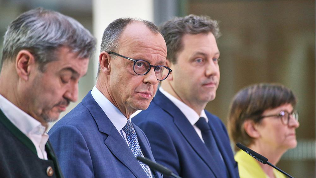 Markus Söder, Friedrich Merz, Lars Klingbeil, Saskia Esken am 08.03.2025 - Foto: über dts Nachrichtenagentur