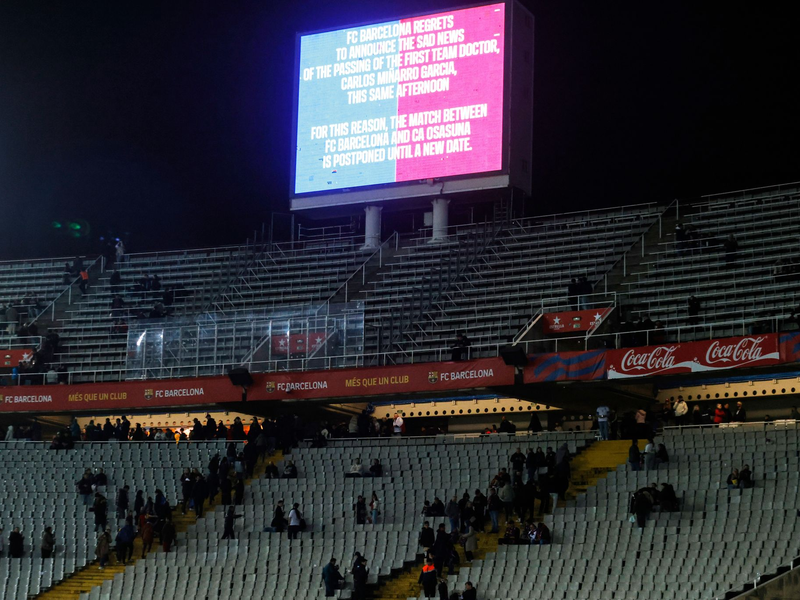 Spiel abgesagt: Wegen des Todes des Teamarztes tritt der FC Barcelona nicht gegen Osasuna an. - Foto: Joan Monfort/AP/dpa