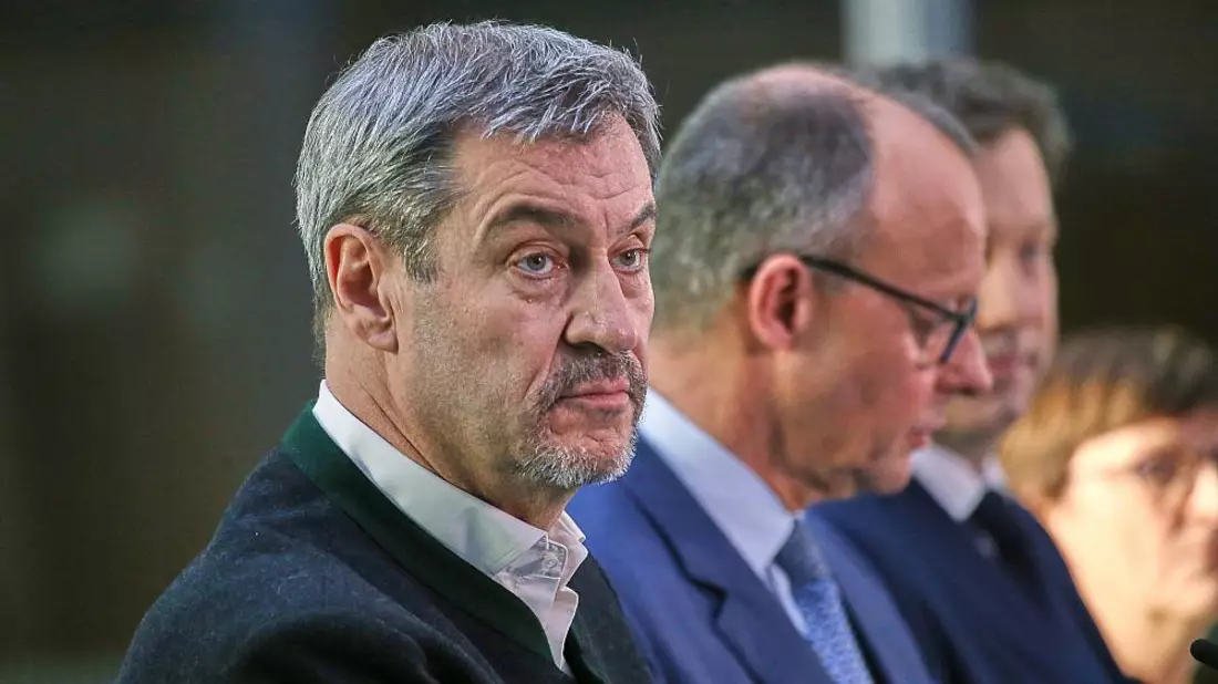 Markus Söder, Friedrich Merz, Lars Klingbeil, Saskia Esken am 08.03.2025 - Bild: über dts Nachrichtenagentur