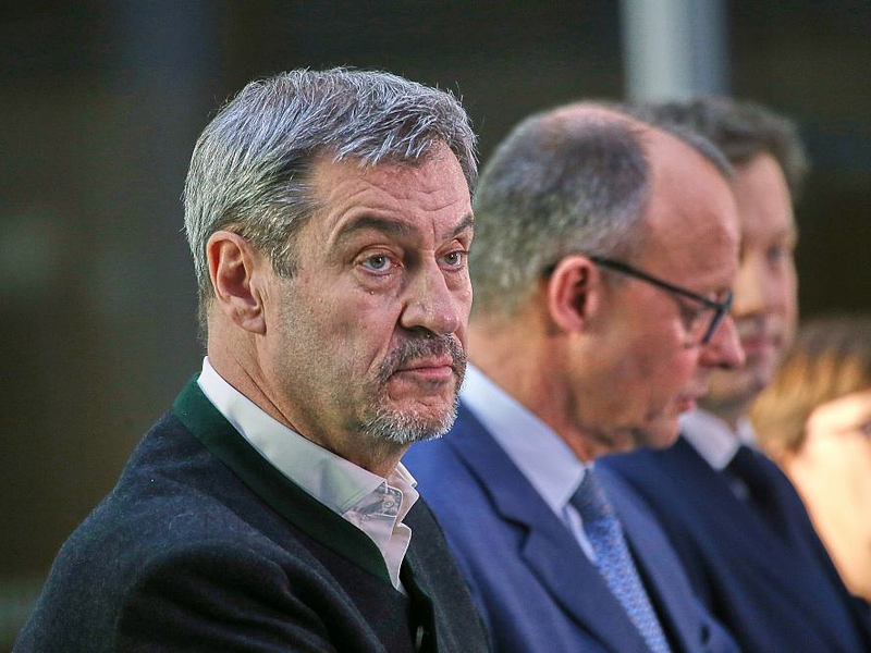 Markus Söder, Friedrich Merz, Lars Klingbeil, Saskia Esken am 08.03.2025 - Foto: über dts Nachrichtenagentur