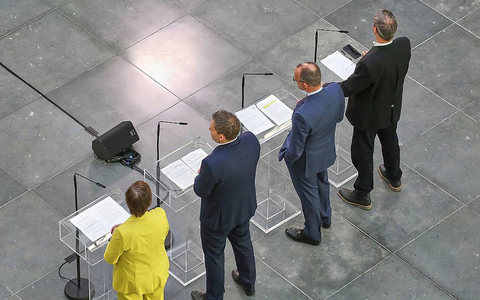 Saskia Esken, Lars Klingbeil, Friedrich Merz, Markus Söder am 08.03.2025 - Foto: über dts Nachrichtenagentur