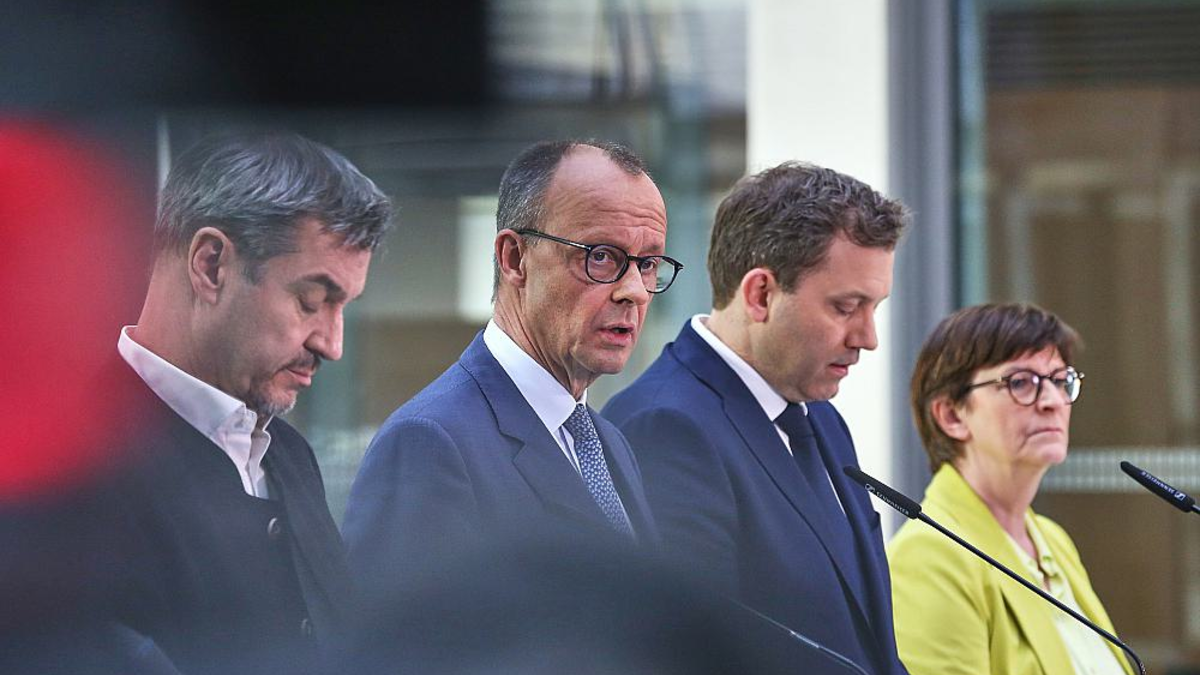 Markus Söder, Friedrich Merz, Lars Klingbeil, Saskia Esken am 08.03.2025 - Foto: über dts Nachrichtenagentur