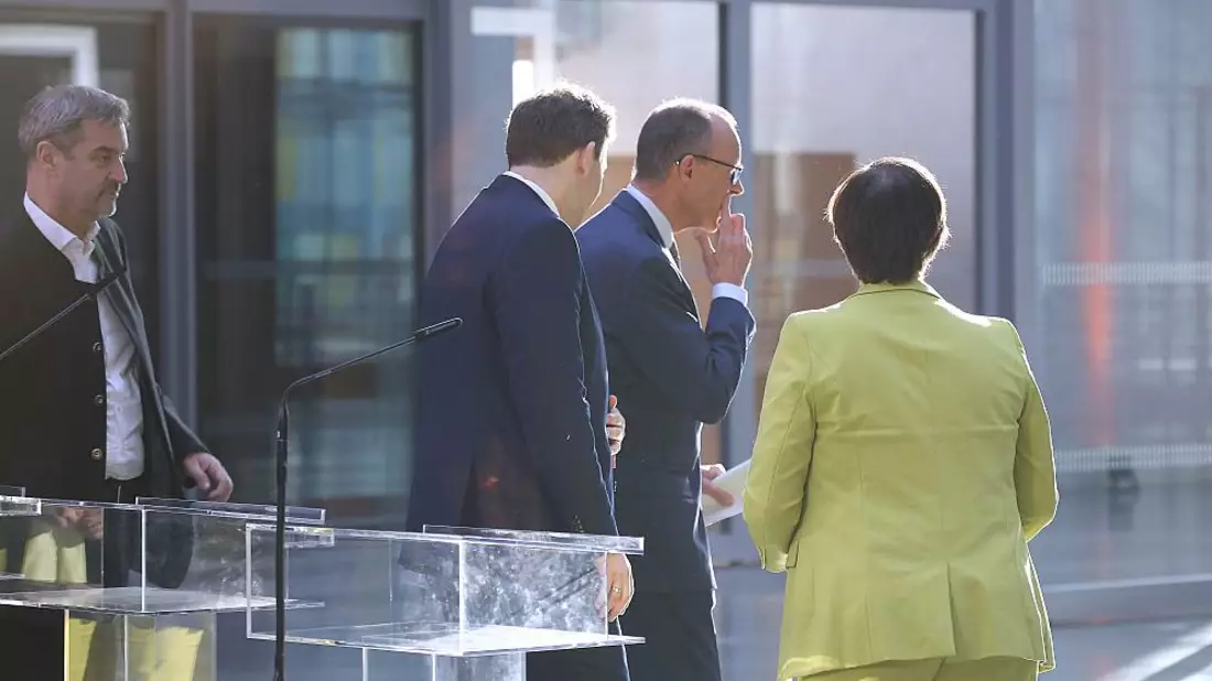 Markus Söder, Lars Klingbeil, Friedrich Merz, Saskia Esken am 08.03.2025 - Bild: über dts Nachrichtenagentur