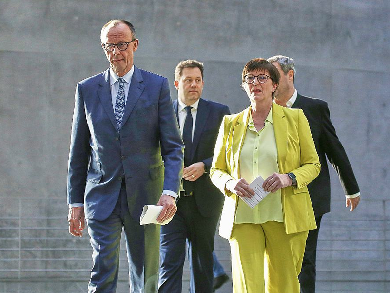 Friedrich Merz, Lars Klingbeil, Saskia Esken, Markus Söder am 08.03.2025 - Foto: über dts Nachrichtenagentur