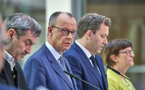 Markus Söder, Friedrich Merz, Lars Klingbeil, Saskia Esken am 08.03.2025 - Foto: über dts Nachrichtenagentur