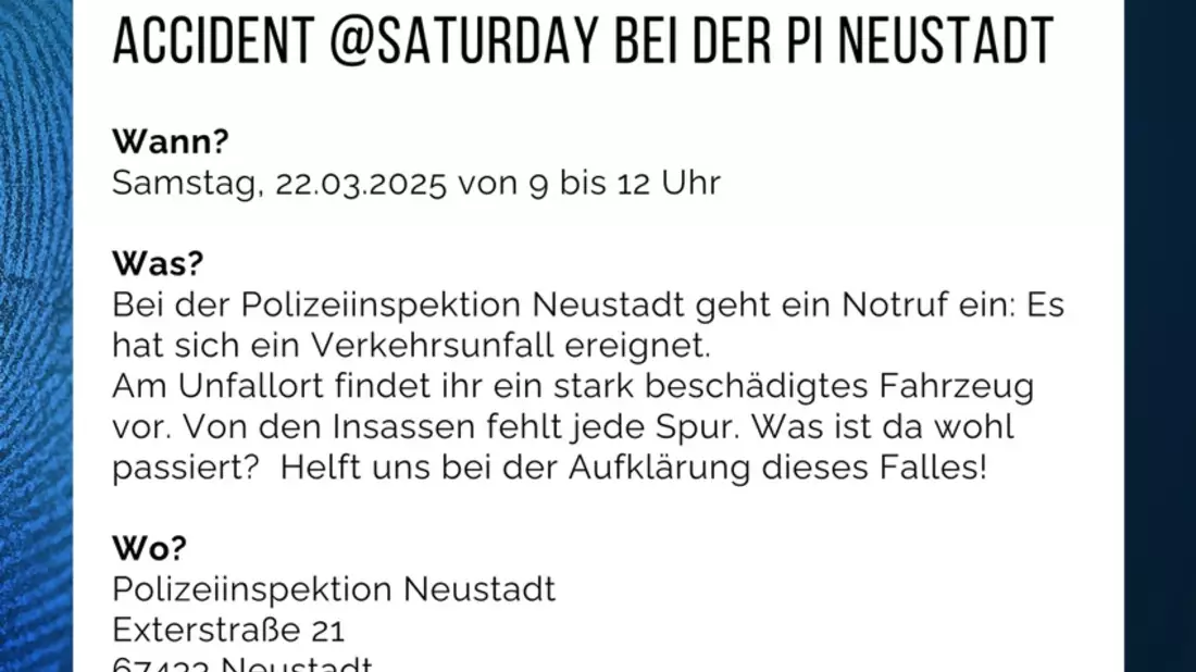 POL-PDNW: Berufsinformationsveranstaltung der Polizei Neustadt - Accident@Saturday - Bild: presseportal.de