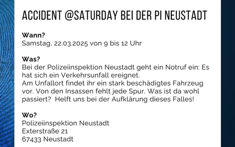 POL-PDNW: Berufsinformationsveranstaltung der Polizei Neustadt - Accident@Saturday - Foto: presseportal.de
