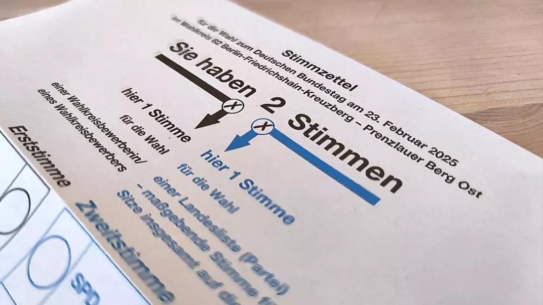 Stimmzettel zur Bundestagswahl 2025 (Archiv) - Bild: über dts Nachrichtenagentur