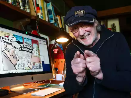 Comiczeichner Rötger Feldmann («Brösel») wird 75 Jahre alt. (Foto Produktion) - Foto: Frank Molter/dpa