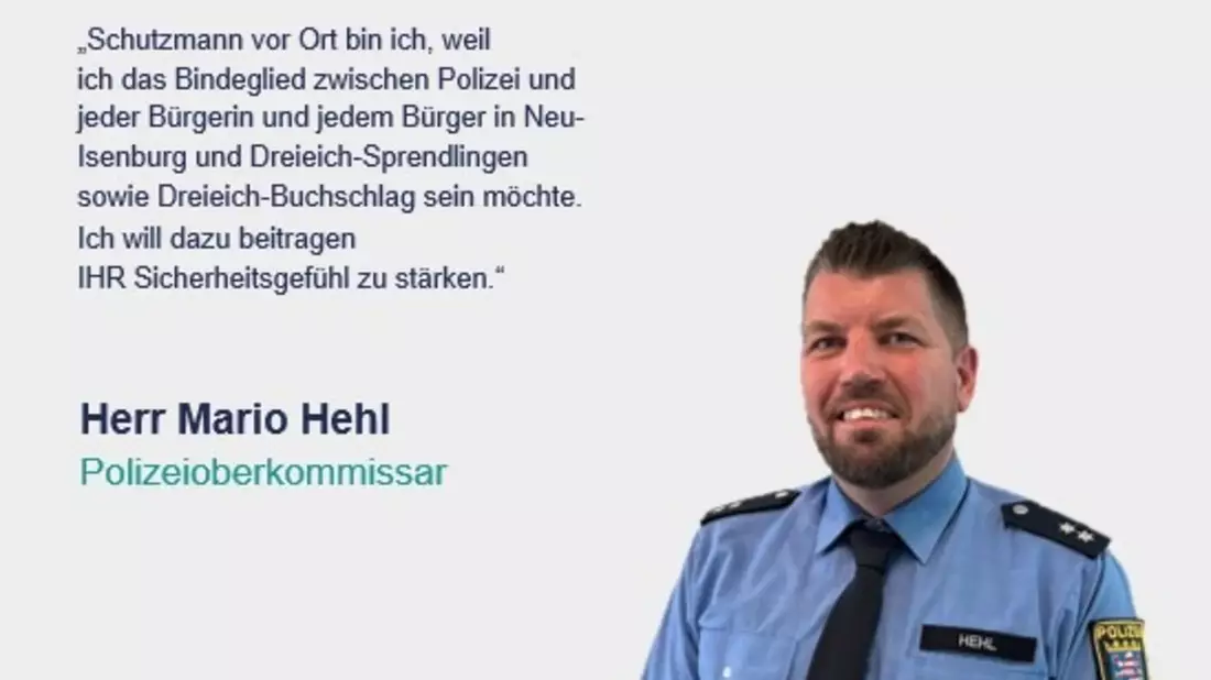 POL-OF: Mario Hehl ist der neue Schutzmann vor Ort / Polizeiposten Gravenbruch mit neuen Öffnungszeiten - Bild: presseportal.de