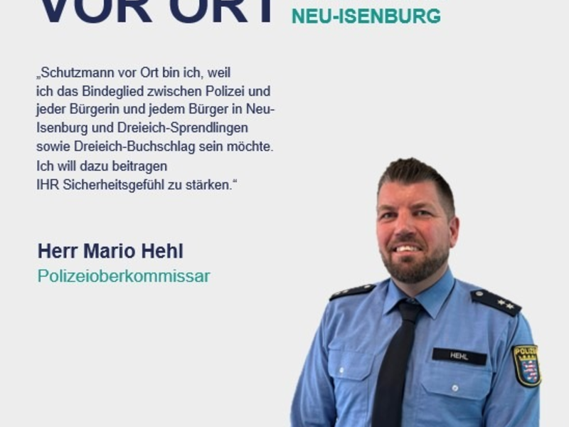 POL-OF: Mario Hehl ist der neue Schutzmann vor Ort / Polizeiposten Gravenbruch mit neuen Öffnungszeiten - Foto: presseportal.de