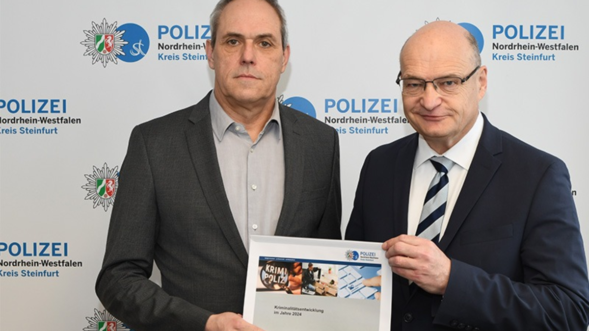 POL-ST: Kreis Steinfurt, Kriminalstatistik 2024: Rückgang bei den Gesamtfallzahlen, Gefährdung durch Kriminalität unter dem Landesdurchschnitt - Foto: presseportal.de