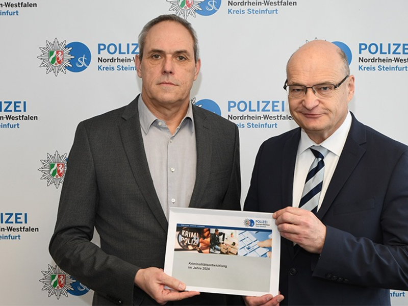 POL-ST: Kreis Steinfurt, Kriminalstatistik 2024: Rückgang bei den Gesamtfallzahlen, Gefährdung durch Kriminalität unter dem Landesdurchschnitt - Foto: presseportal.de