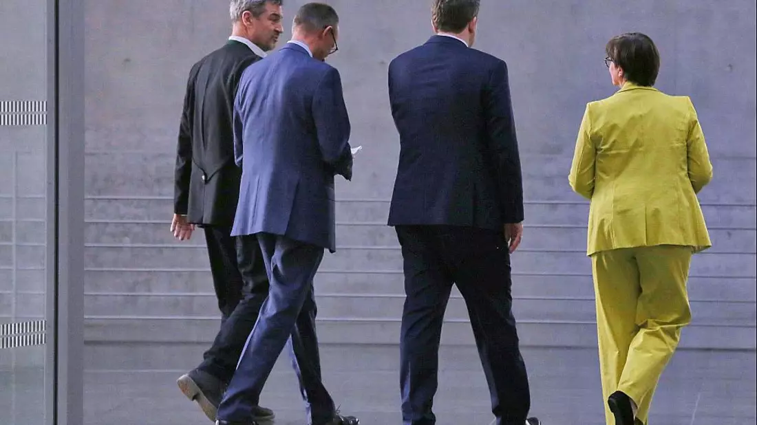 Markus Söder, Friedrich Merz, Lars Klingbeil, Saskia Esken am 08.03.2025 - Bild: über dts Nachrichtenagentur