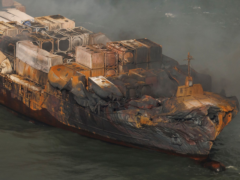 Das Frachtschiff «Solong» wurde schwer beschädigt. (Archivbild) - Foto: Dan Kitwood/pool getty/AP/dpa