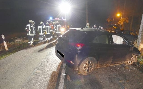 POL-CUX: Verkehrsunfall in Bülkau - Junge Frau kommt aufgrund von Sekundenschlaf von der Fahrbahn ab und verletzt sich leicht (Foto im Anhang) - Foto: presseportal.de