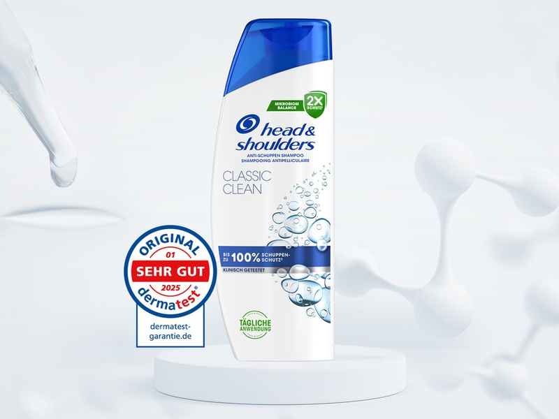 Sehr gute Hautverträglichkeit bestätigt: Head & Shoulders Classic Clean erhält Dermatest® Garantie Siegel - Foto: presseportal.de