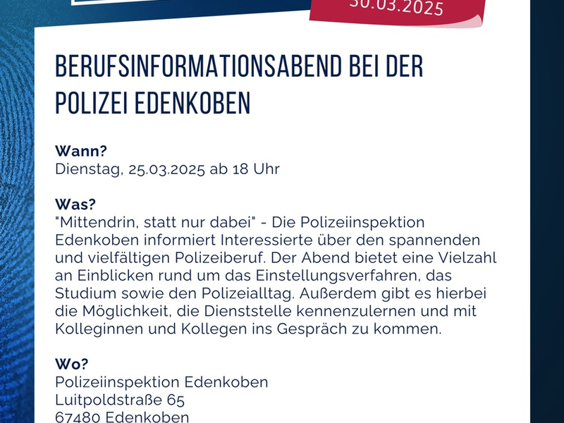POL-PDLD: Infoabend bei der Polizei Edenkoben - Foto: presseportal.de