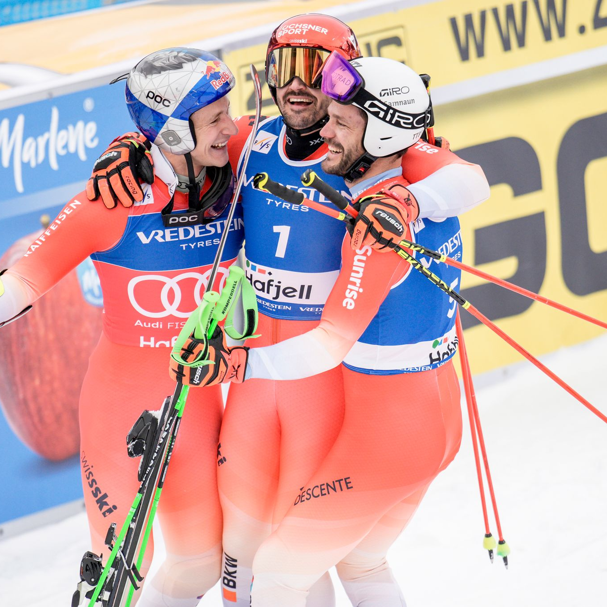 Das  Schweizer Ausnahme-Skiteam feiert einen Dreifacherfolg in Norwegen. - Foto: Stian Lysberg Solum/NTB/dpa