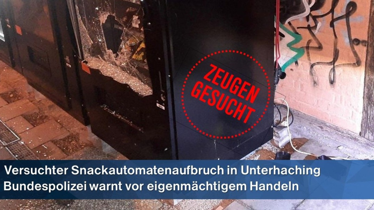 Bundespolizeidirektion München: Beobachter eines Aufbruchversuchs angegriffen und verletzt - Zeugen gesucht -Bundespolizei warnt vor eigenmächtigem Einzuschreiten - Foto: presseportal.de