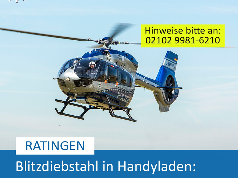 POL-ME: Blitzdiebstahl in Handyladen - Polizei fahndete per Hubschrauber - 2503060 - Foto: presseportal.de