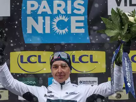Florian Lipowitz hat bei Paris-Nizza seinen Aufstieg in die Weltspitze fortgesetzt. - Foto: Anne-Christine Poujoulat/AFP/dpa