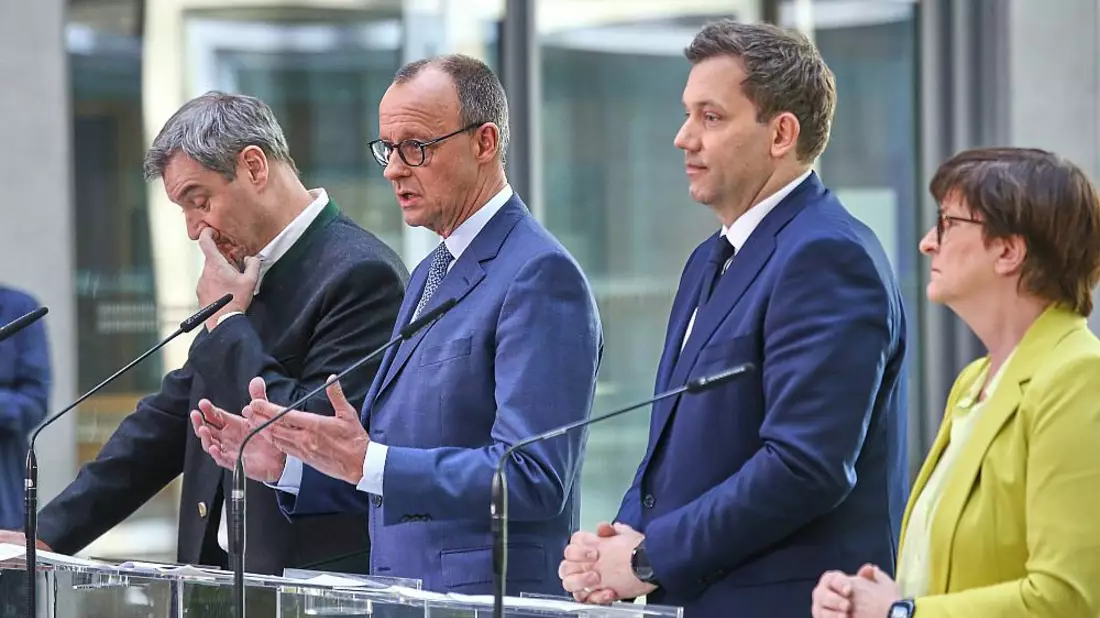 Markus Söder, Friedrich Merz, Lars Klingbeil, Saskia Esken (Archiv) - Bild: über dts Nachrichtenagentur