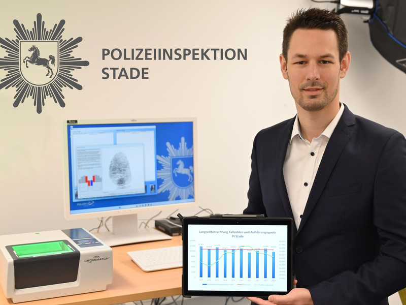 POL-STD: Gesunkene Fallzahlen - Aufklärungsquote über Landesschnitt auf hohem Niveau - Leiter des Zentralen Kriminaldienstes Polizeioberrat Martin Kaliebe zeigt sich mit dem Ergebnis zufrieden - Foto: presseportal.de