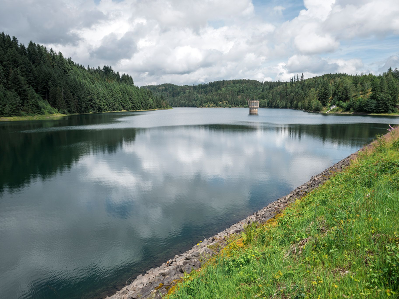 Erholungsort und wichtige Trinkwasserquelle der Region: die Talsperre Mauthaus in Oberfranken. - Foto: Daniel Vogl/dpa