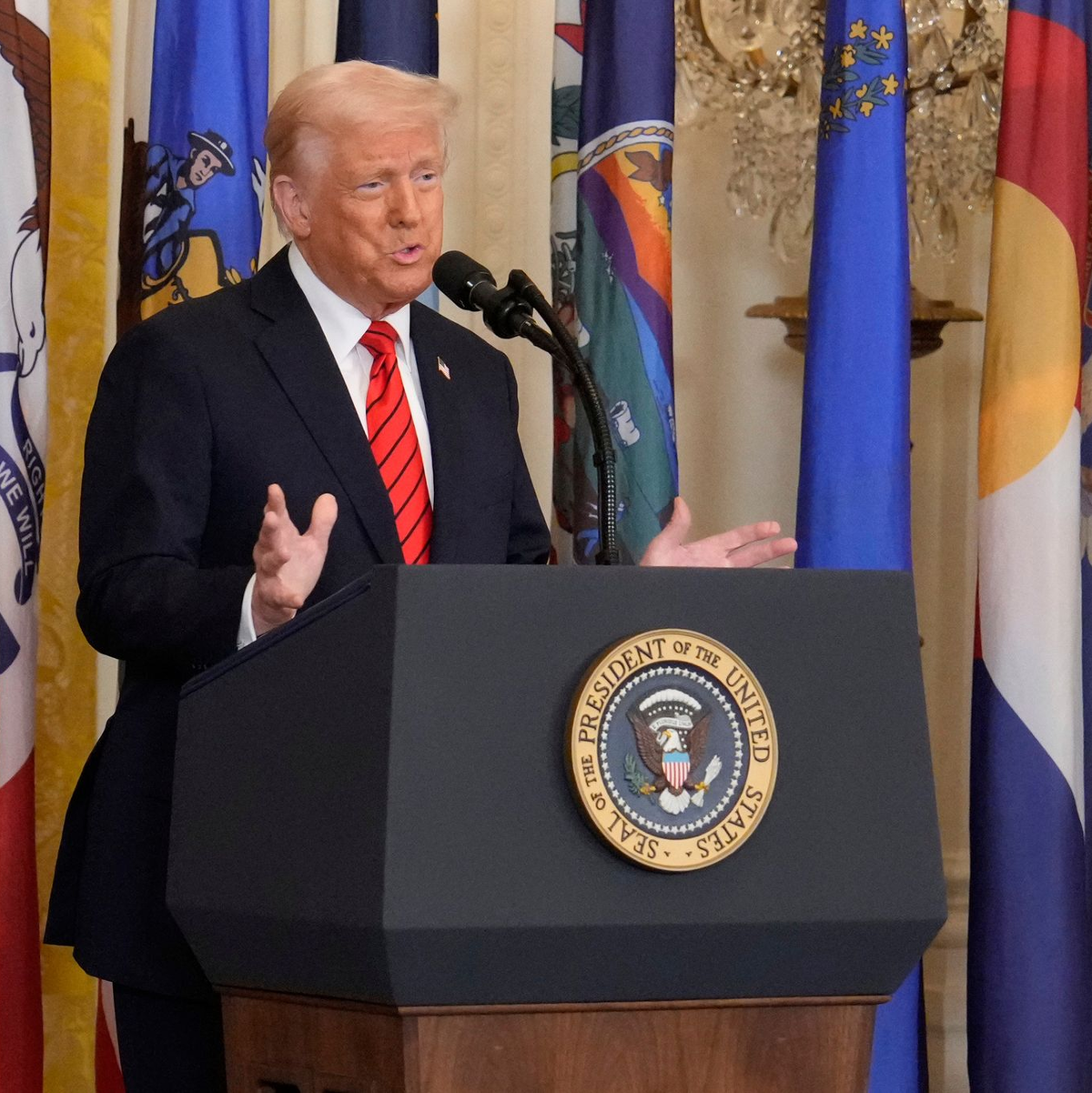 Trump verspricht den «fortschrittlichsten, fähigsten und tödlichsten» Kampfjet aller Zeiten. (Archivbild) - Foto: Ben Curtis/AP/dpa