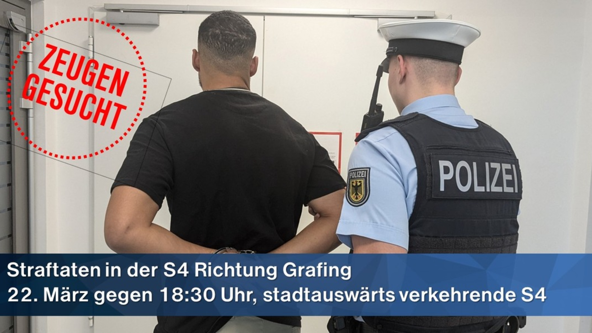 Bundespolizeidirektion München: Körperverletzung in der S4 / Bundespolizei sucht weitere Zeugen und Geschädigte - Foto: presseportal.de