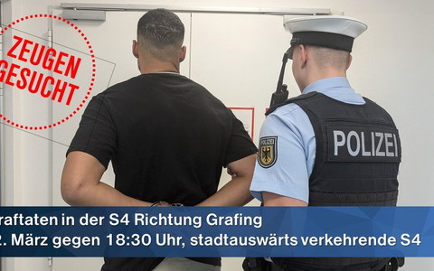 Bundespolizeidirektion München: Körperverletzung in der S4 / Bundespolizei sucht weitere Zeugen und Geschädigte - Foto: presseportal.de