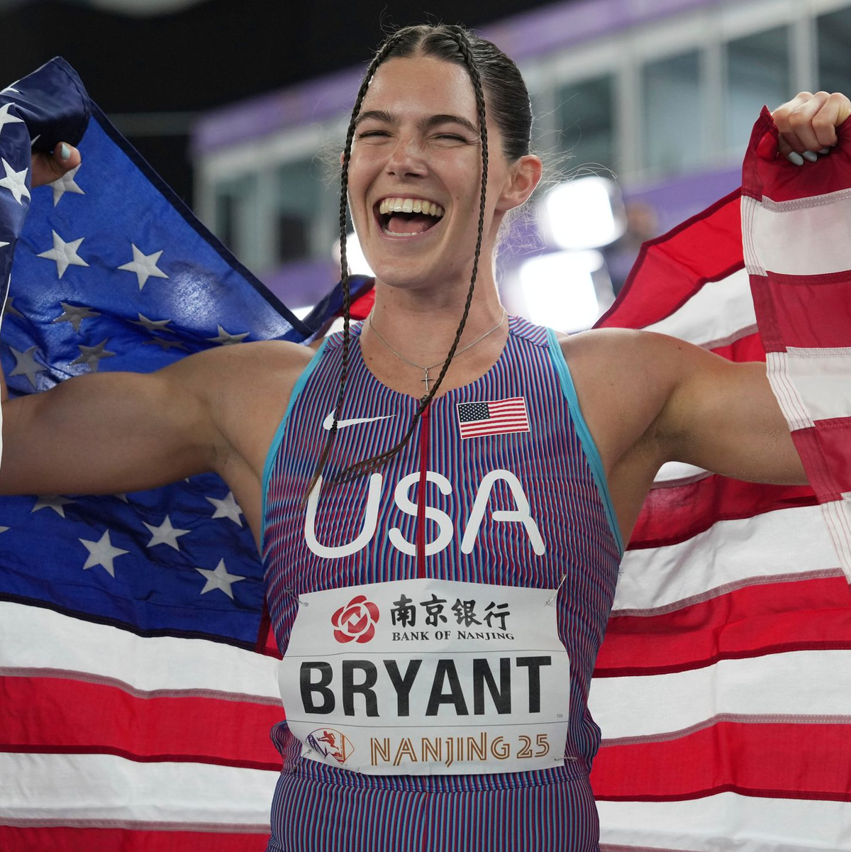 Wird sie eine Konkurrentin von Malaika Mihambo im Sommer? Weitsprung-Weltmeisterin Claire Bryant aus den USA. - Foto: Vincent Thian/AP/dpa