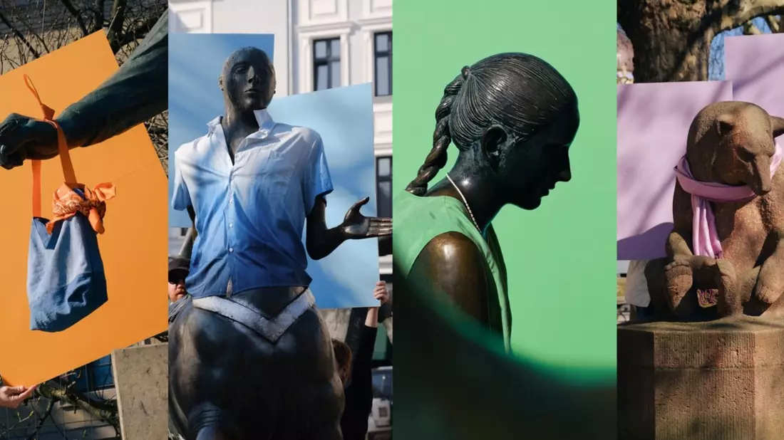 Große Kunst wirbt für große Idee: Berlins Skulpturen in echt nachhaltiger Mode - Bild: presseportal.de