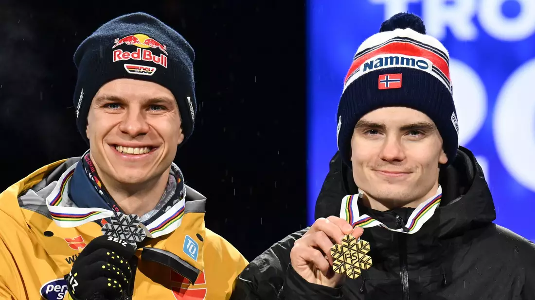 Bekommt Andreas Wellinger im Nachgang Lindviks Goldmedaille? - Bild: Hendrik Schmidt/dpa