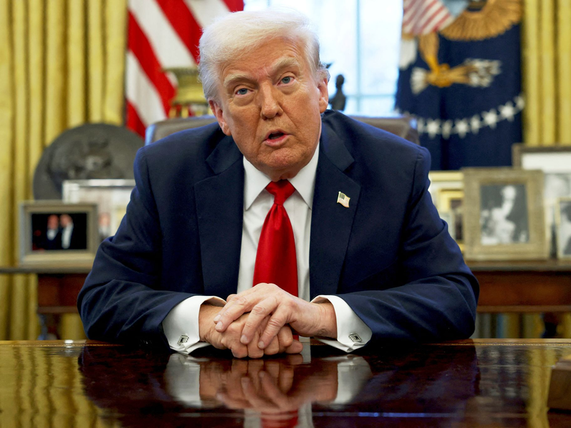 Trump macht eine folgenreiche Zollankündigung.  - Foto: -/Pool via AP/dpa