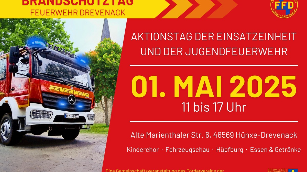 FW Hünxe: Brandschutztag der Einheit Drevenack am 1. Mai 2025 - Foto: presseportal.de