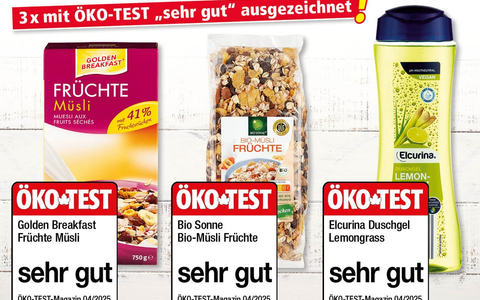 NORMA bekommt für Müslis und Duschgel von ÖKO-TEST gleich dreimal das Prädikat sehr gut / Ökotest April 2025 zeichnet NORMA Eigenmarken aus - Foto: presseportal.de
